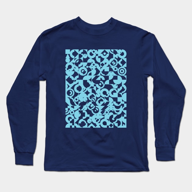 Electronic Musician Synthesizer Pattern Blue Long Sleeve T-Shirt by Atomic Malibu